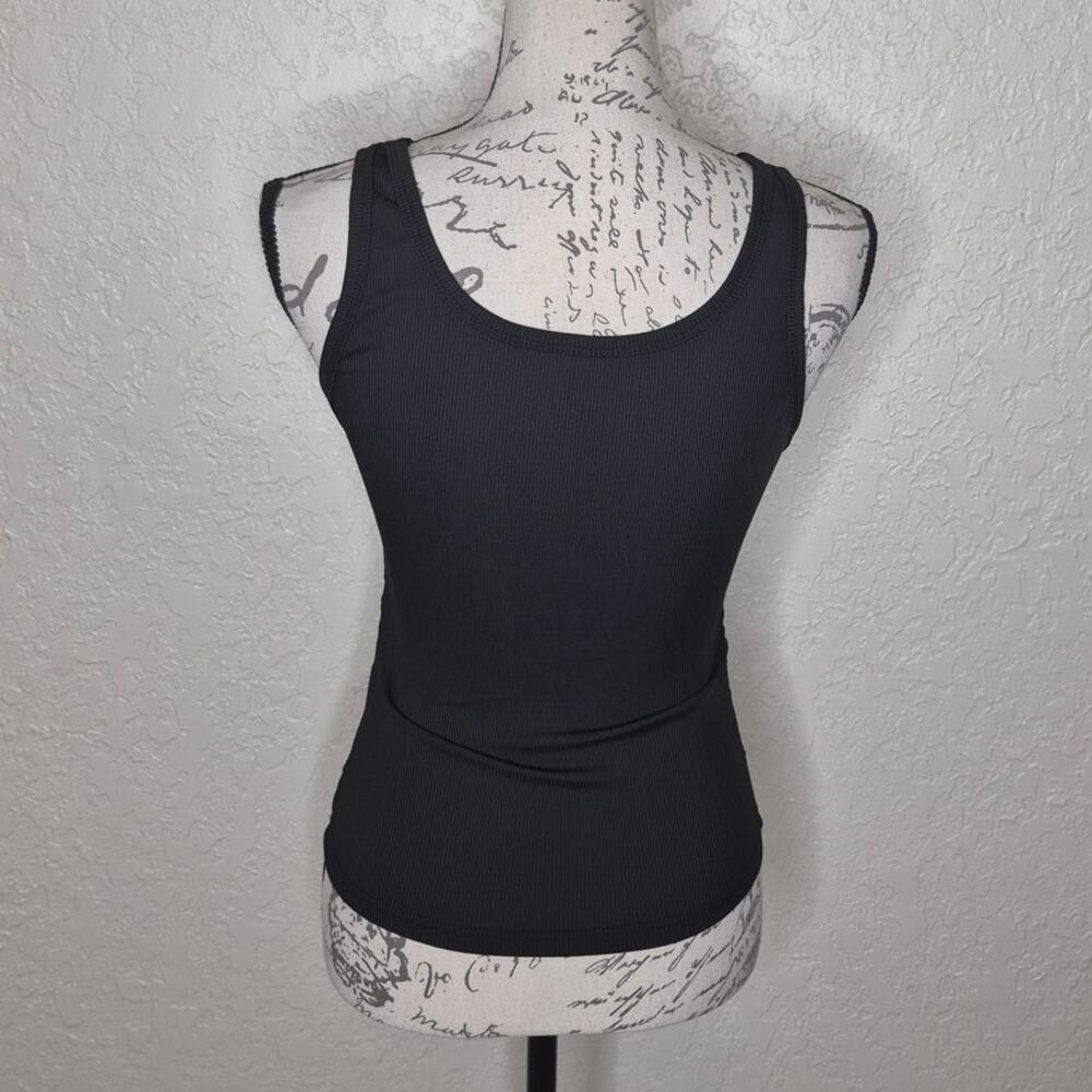 Black Ribbed Tank Top Size S - Picture 3 of 6